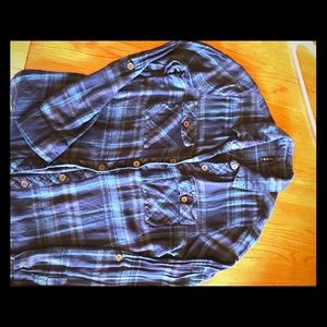 Super soft flannel- navy with turquoise accents